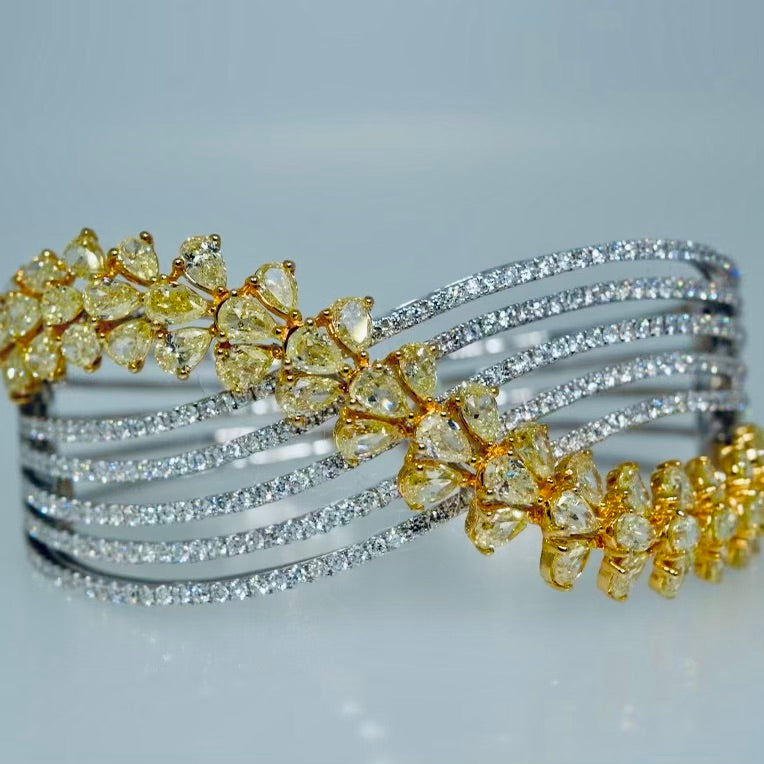 Yellow and White Diamond Bangle