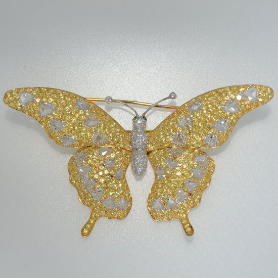 Butterfly Yellow Sapphire Brooch
