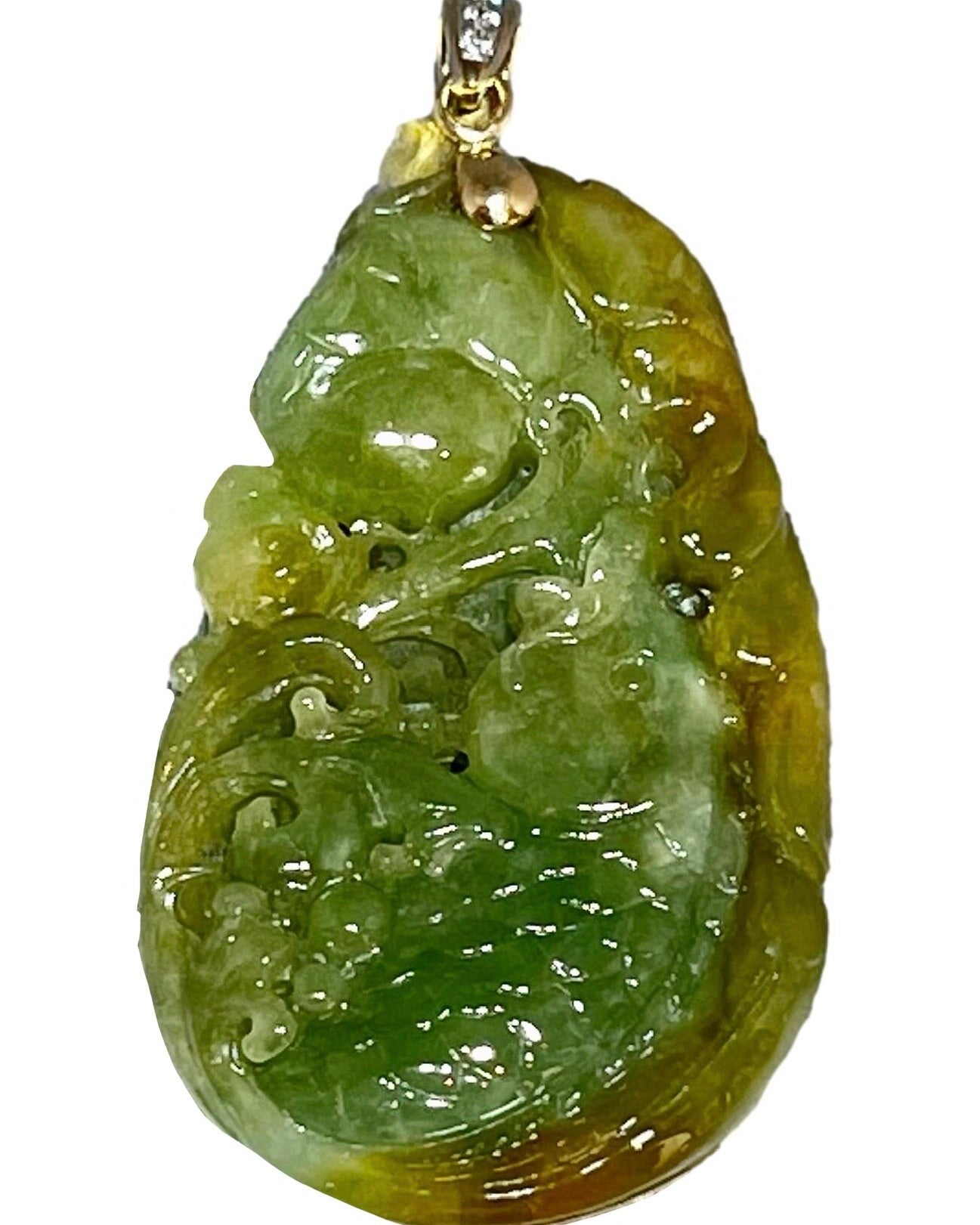 Green Jade Golden Carp Pendant