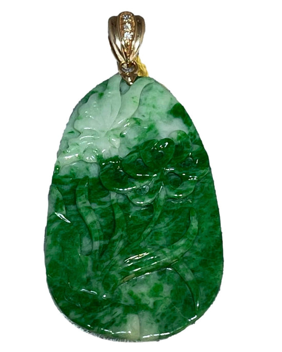 Green Jade Flower Pendant