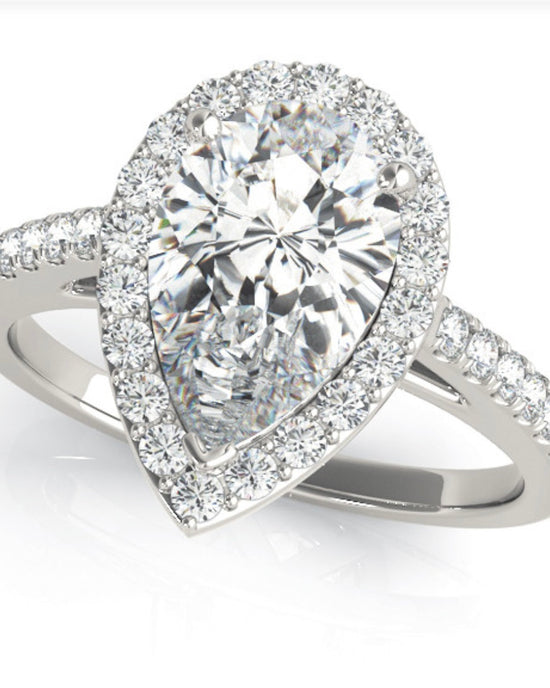 Pear shape Halo Diamond Engagement Ring