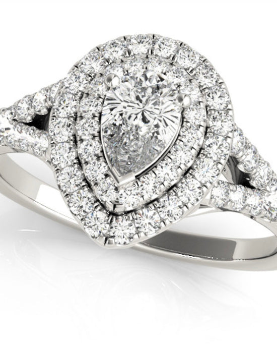 Pear shape Double Halo Diamond Engagement Ring