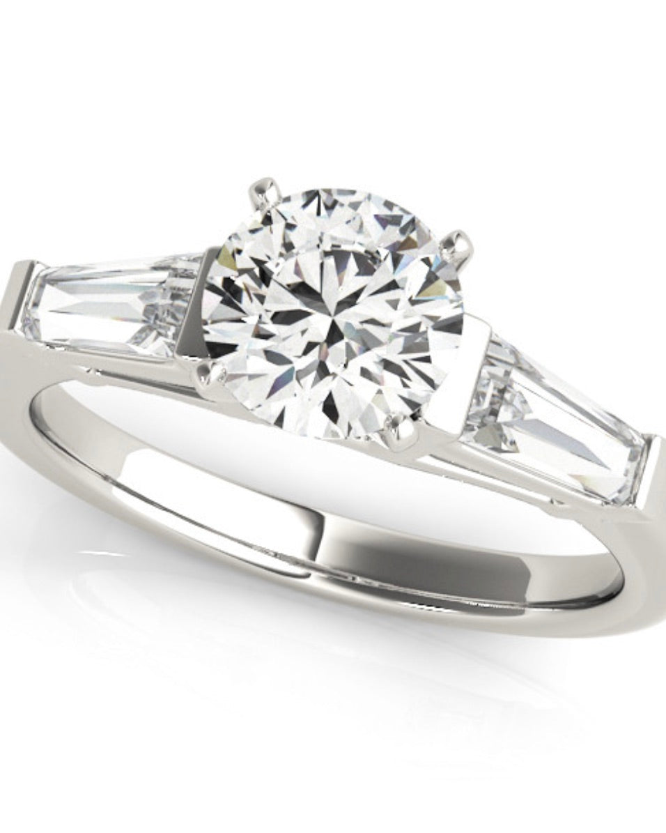 Round Tri Diamond Engagement Ring
