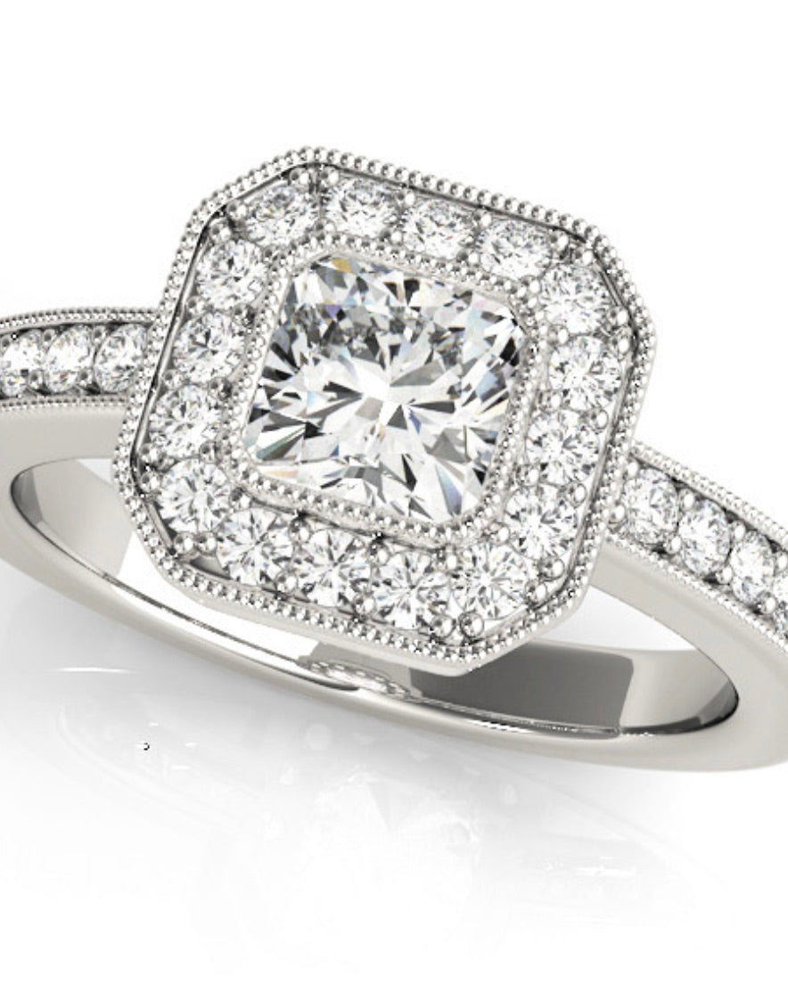 Square Halo Diamond Ring