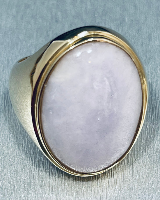 Purple Jade Ring with Yellow Gold