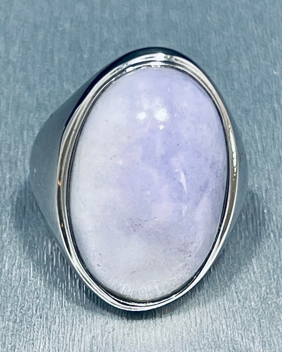 Purple Jade Ring with White Gold