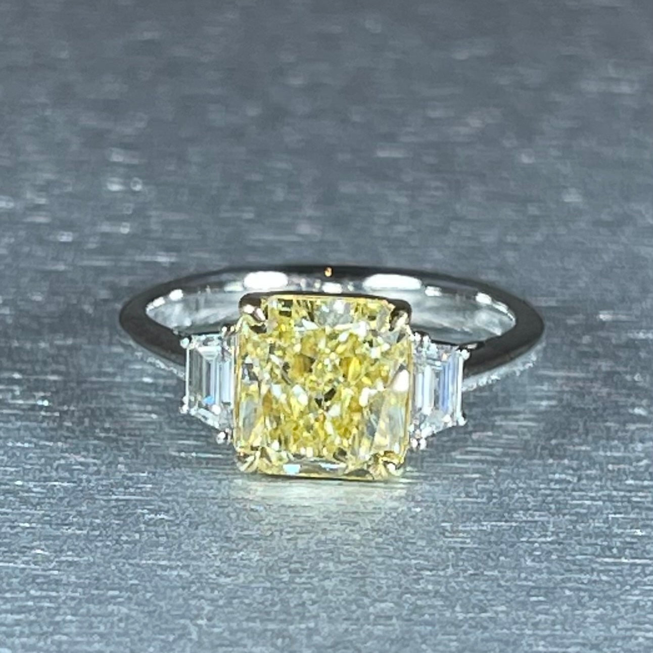 Fancy Yellow Cushion Shape Diamond Ring