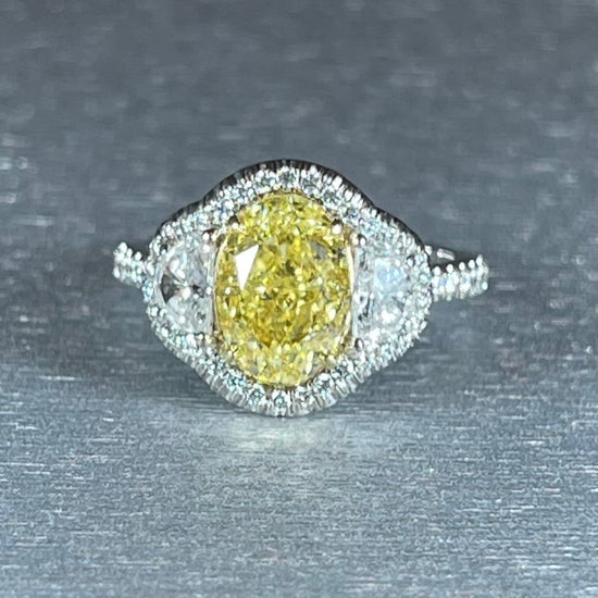 Fancy Yellow Oval Shape Diamond Ring