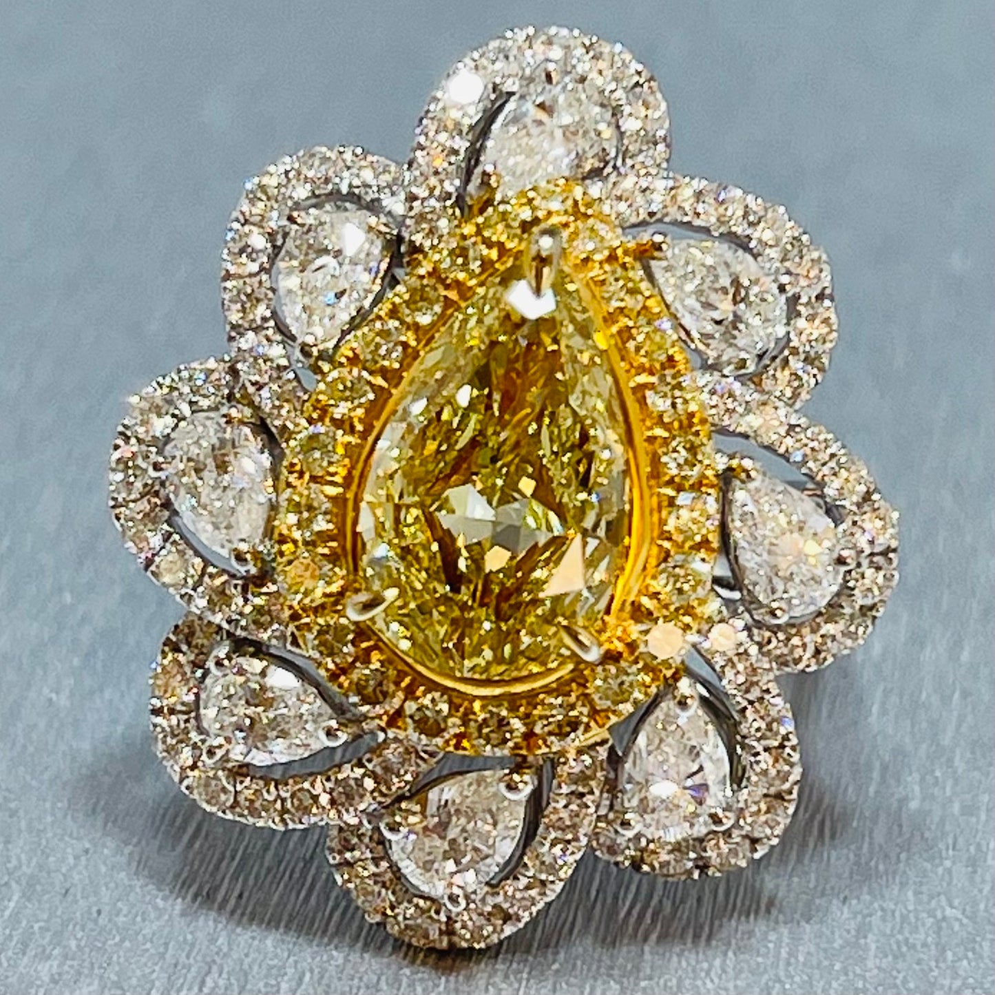 Fancy Yellow Pear Shape Diamond Ring