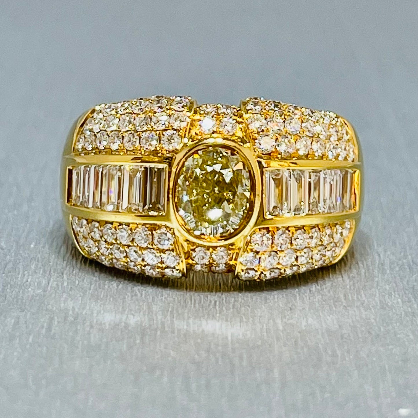 Mens Oval Shape Yellow Diamond Ring