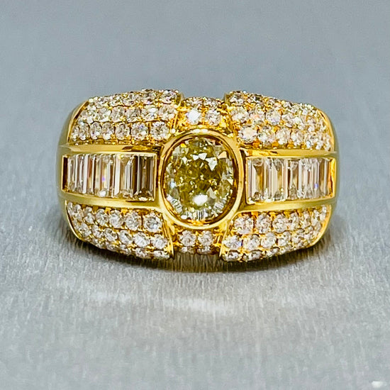 Mens Oval Shape Yellow Diamond Ring