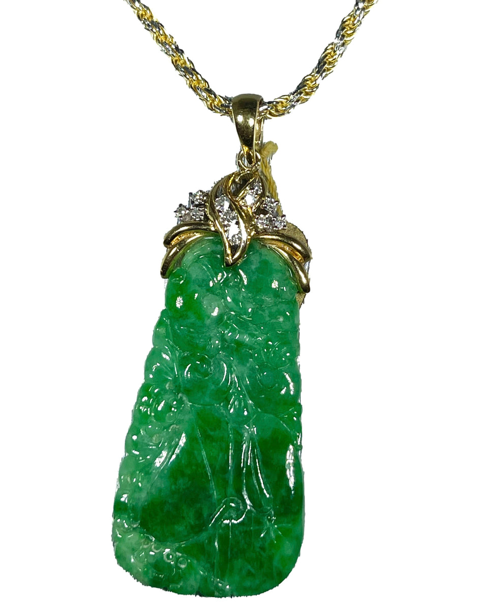 Emerald green jade on sale pendant