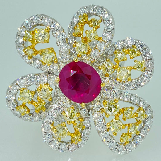 Flower Yellow Diamond Ring