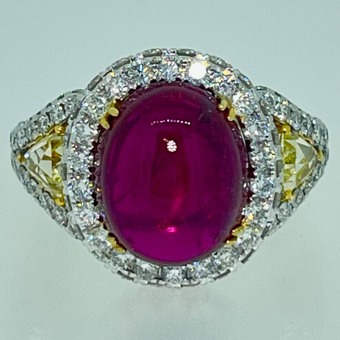 Cabochon Rubllite and Diamond Ring