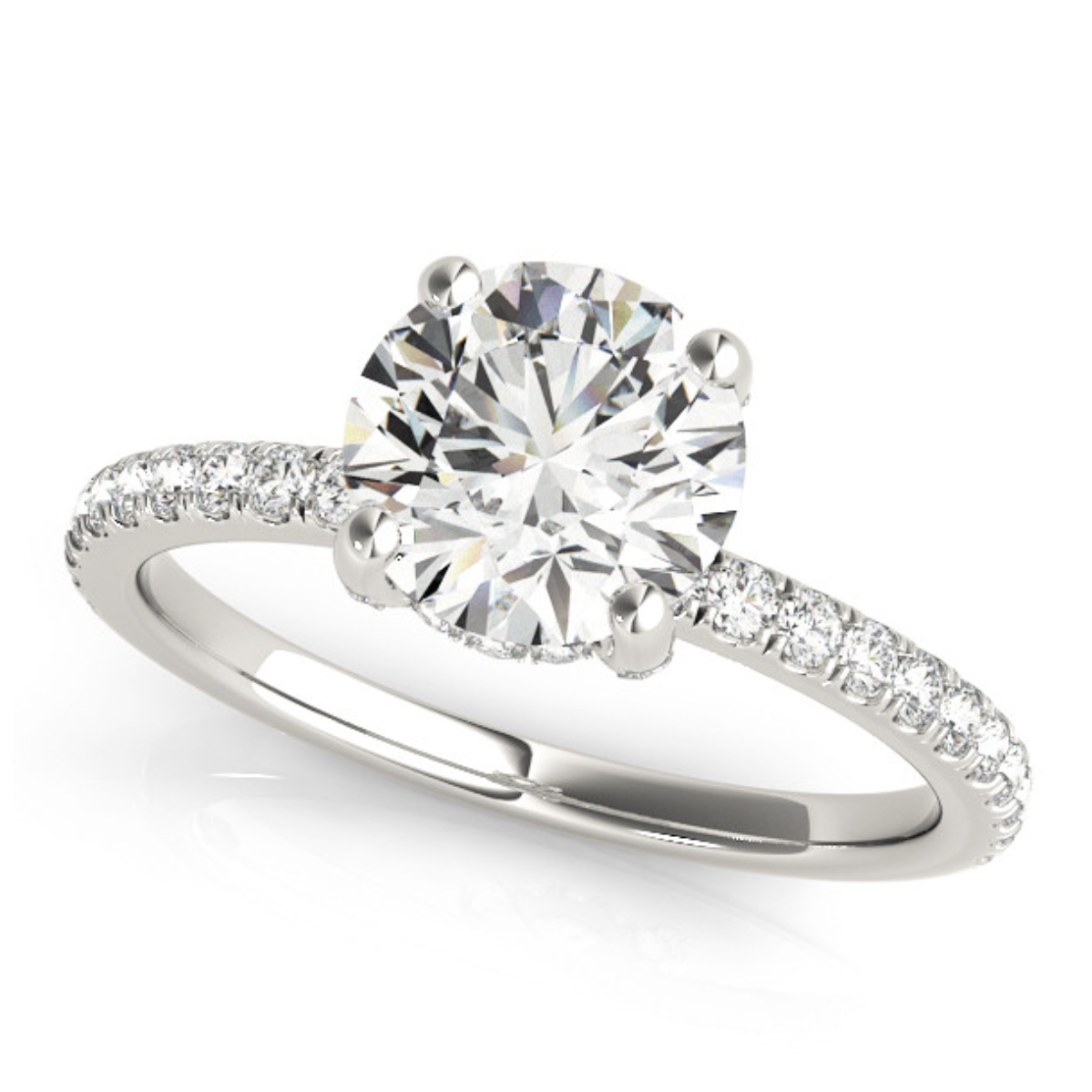 Round Diamond Engagement Ring with Hidden Halo