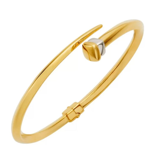 18K Yellow and White Gold Nail Head Cuff