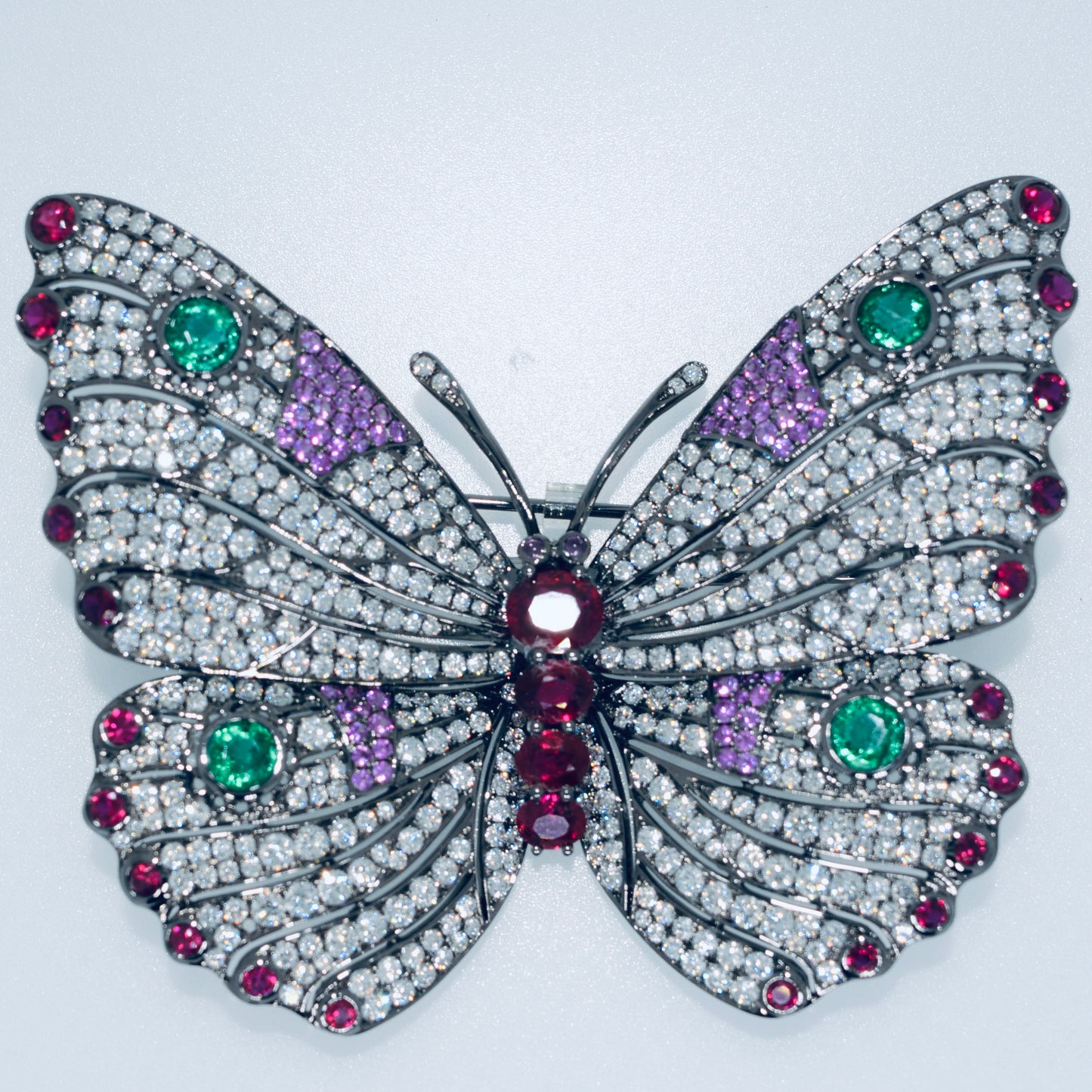 Multicolor Gem Butterfly Brooch