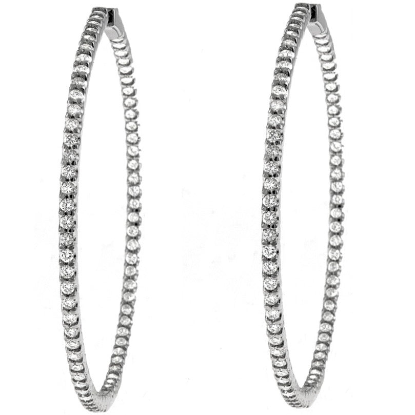 18K White Gold Diamond Hoop Earrings