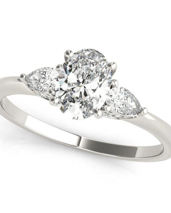 Oval Tri Diamond Engagement Ring