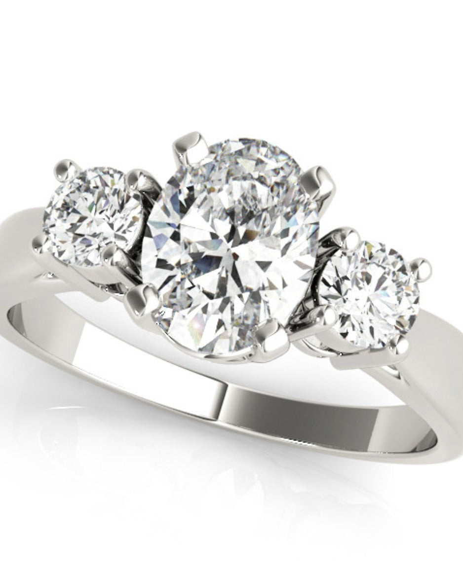 Oval Tri Diamond Engagement Ring