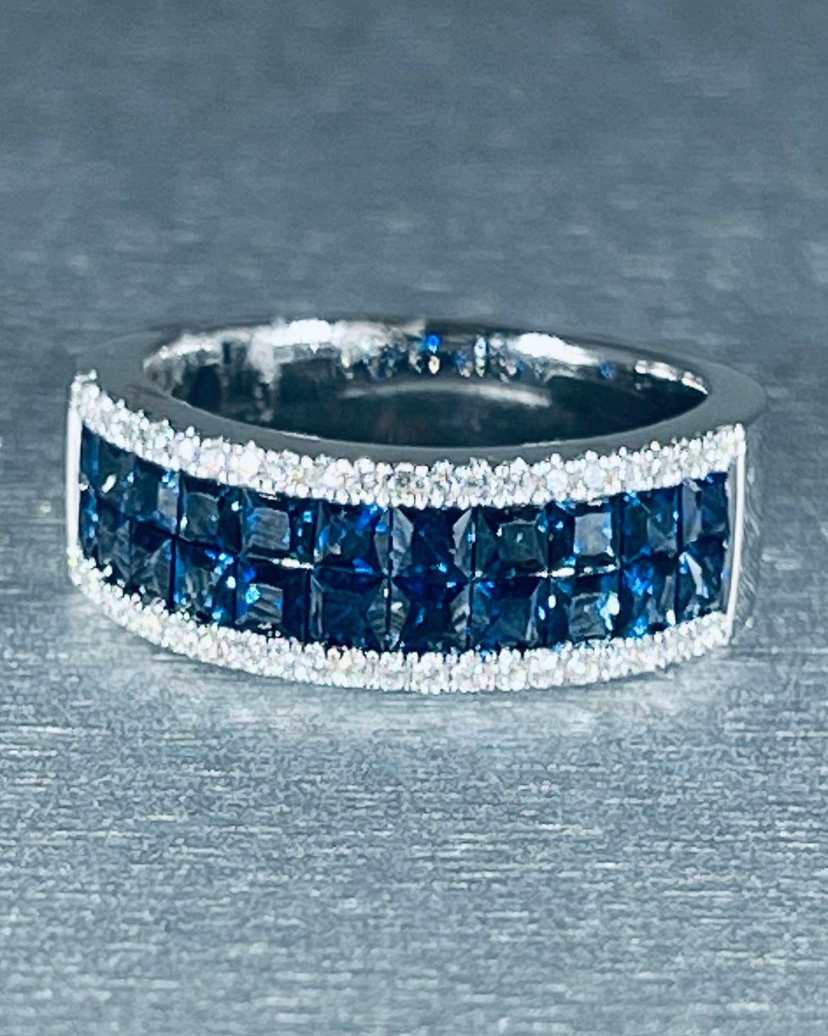 Blue Sapphire and Diamond Ring Band