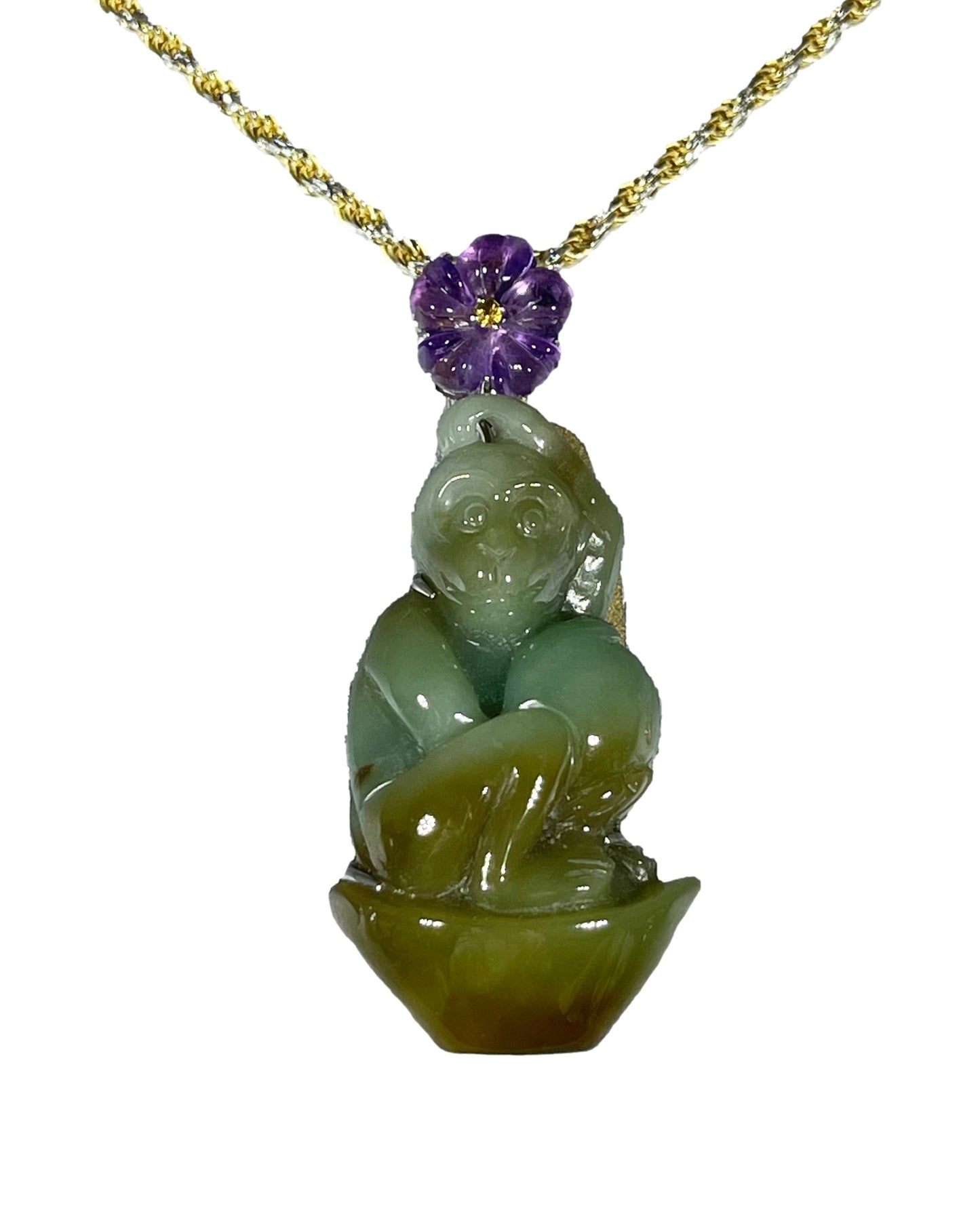 Green Jade Monkey Pendant