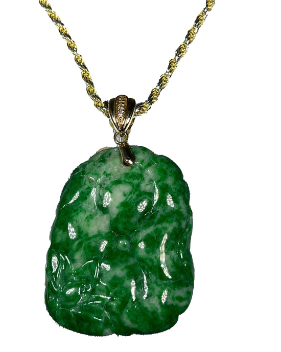 Green Jade Flower Pendant