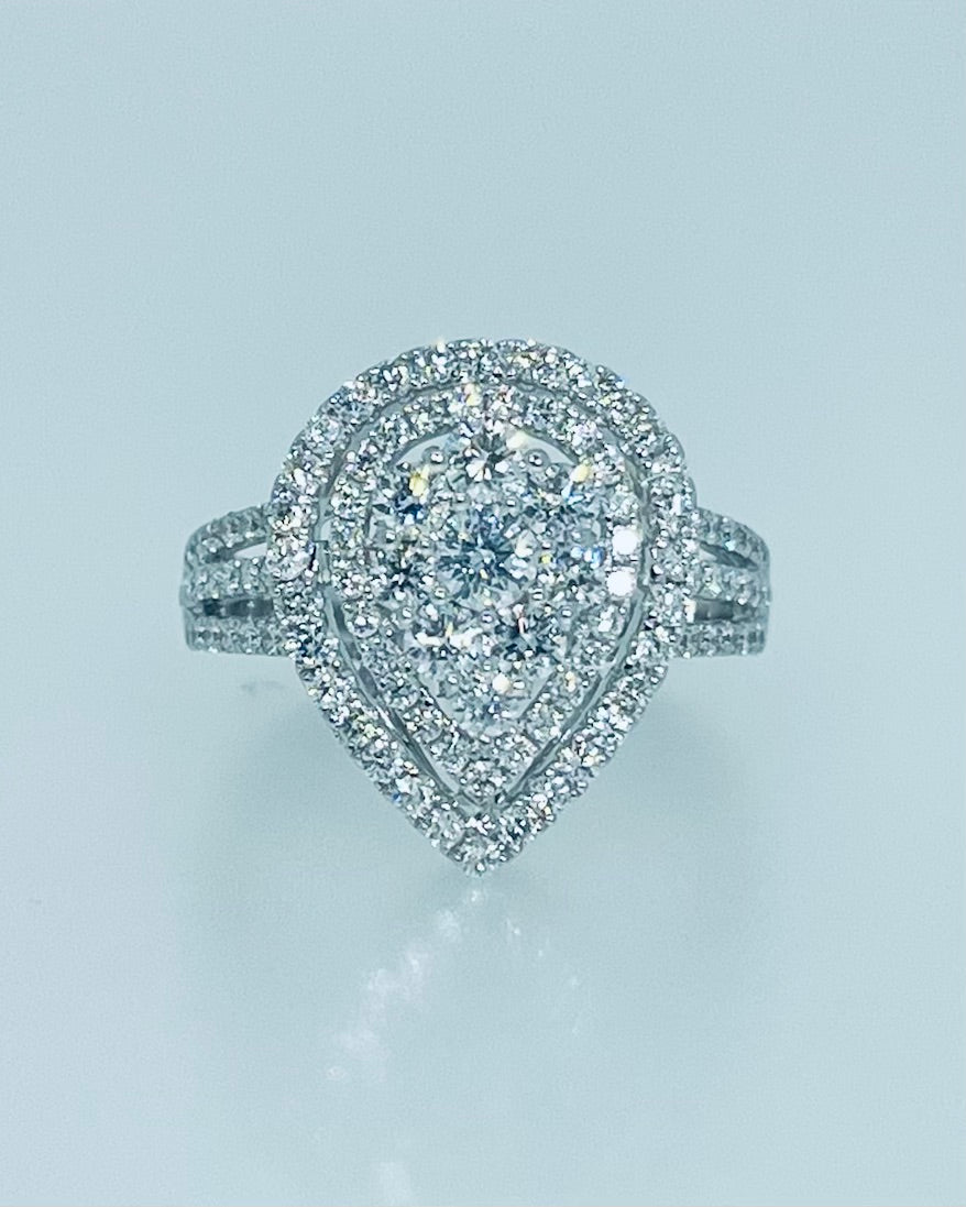 Pear Shape Cluster Diamond Ring