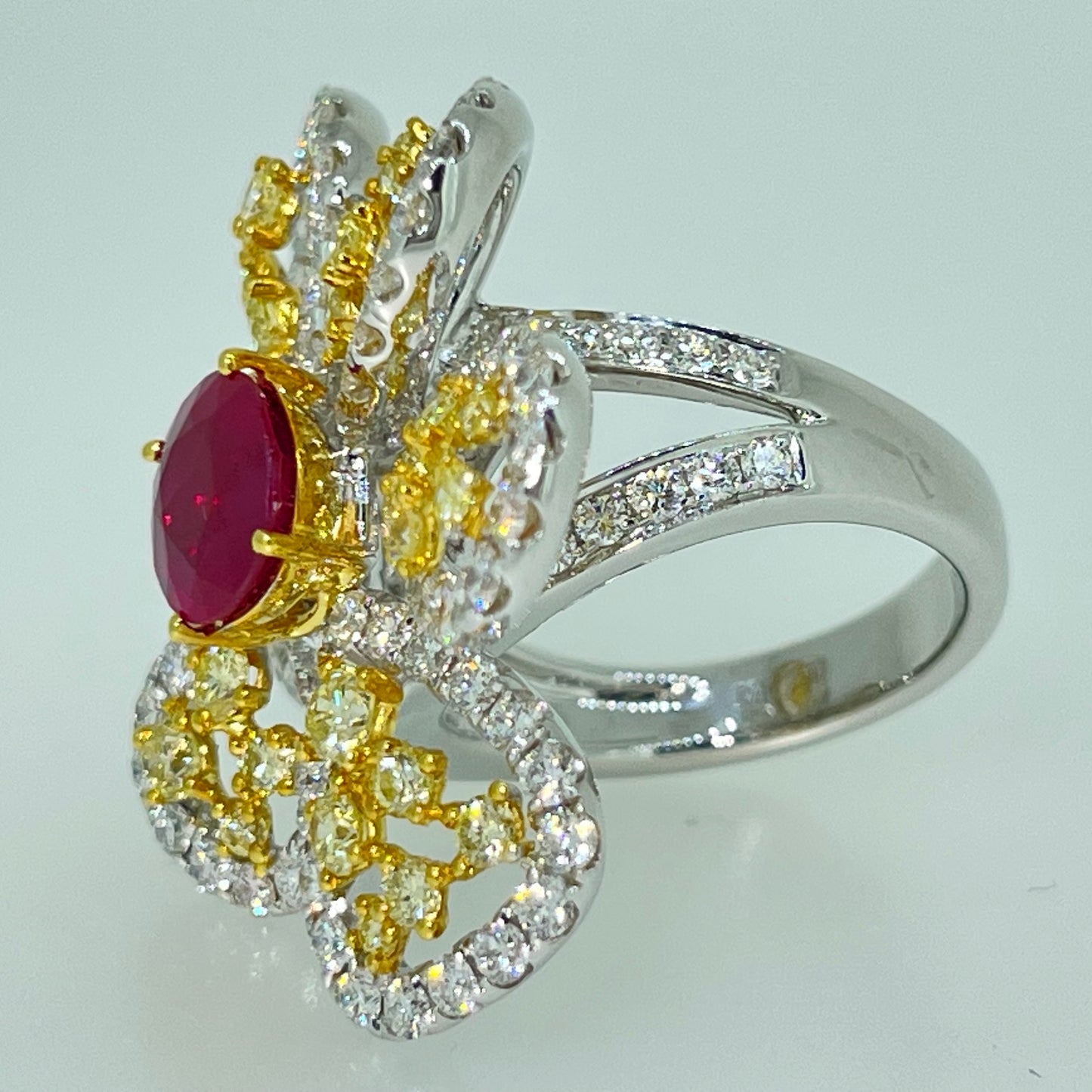 Flower Yellow Diamond Ring