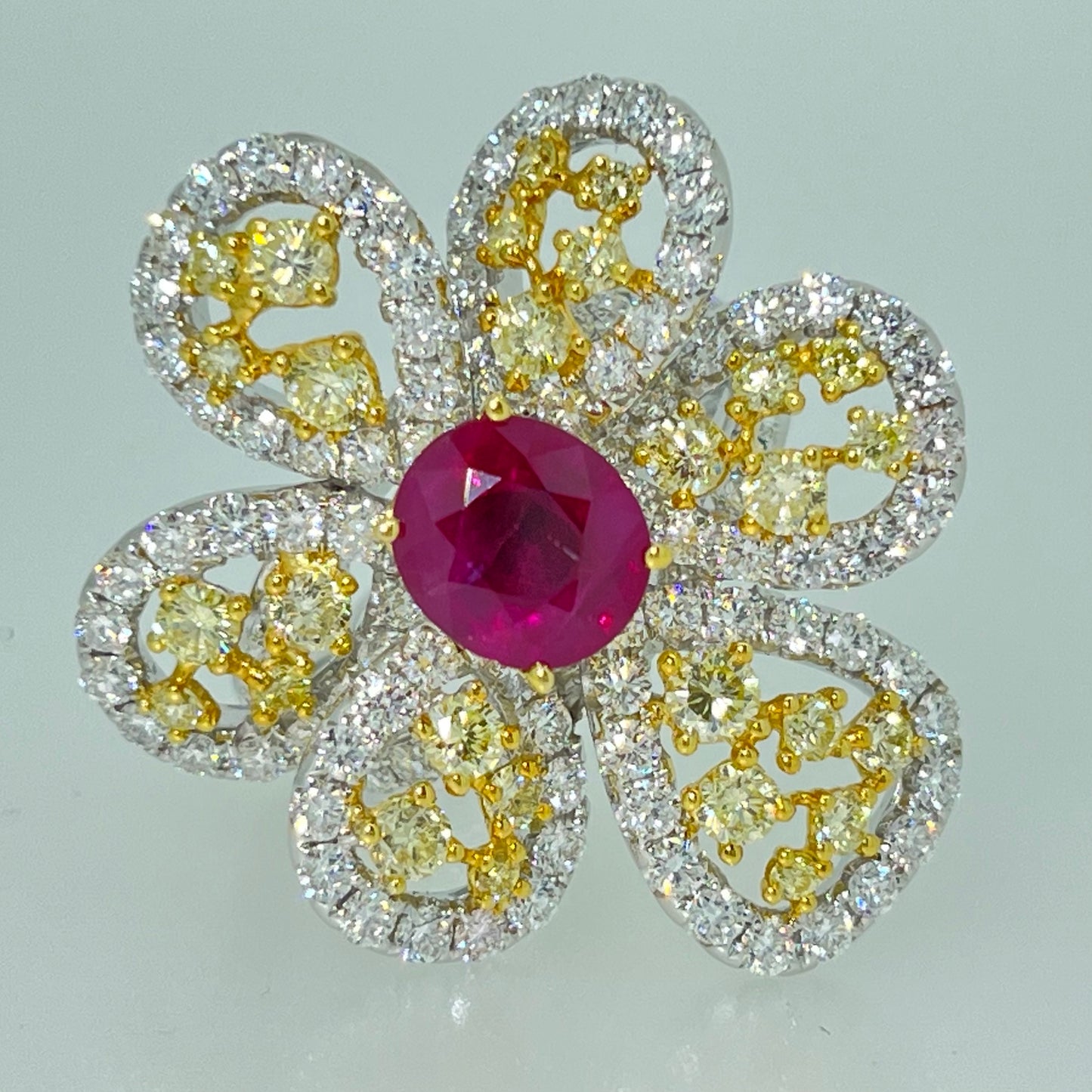 Flower Yellow Diamond Ring