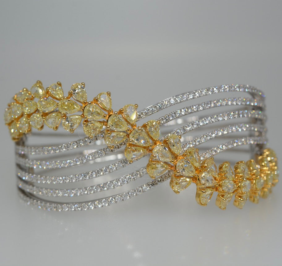 Yellow and White Diamond Bangle