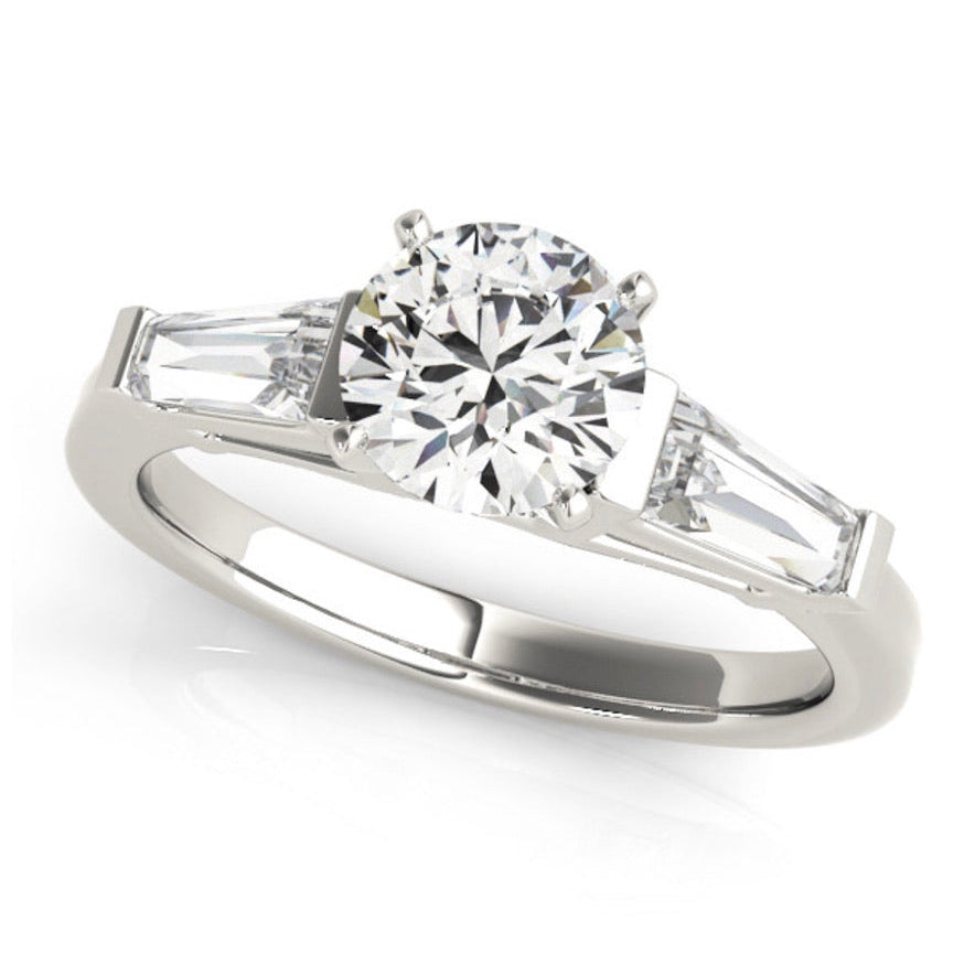 Round Tri Diamond Engagement Ring