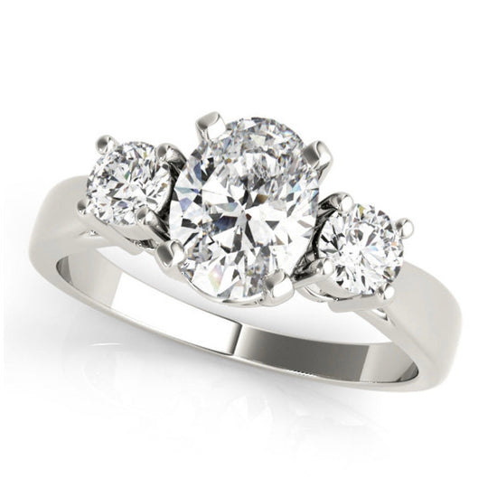 Oval Tri Diamond Engagement Ring