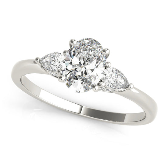 Oval Tri Diamond Engagement Ring