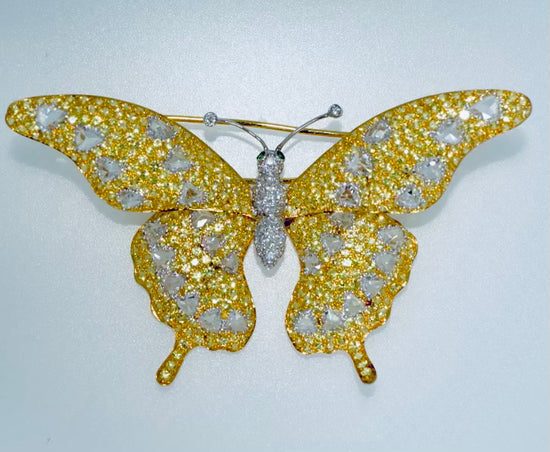 Butterfly Yellow Sapphire Brooch