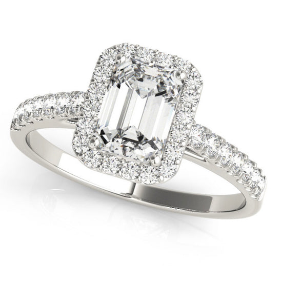 Emerald cut Halo Diamond Engagement Ring