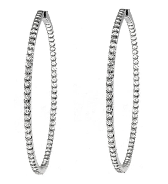 18K White Gold Diamond Hoop Earrings