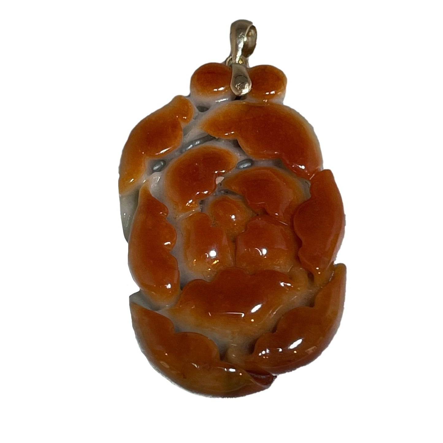 Red Jade Peony Flower Pendant