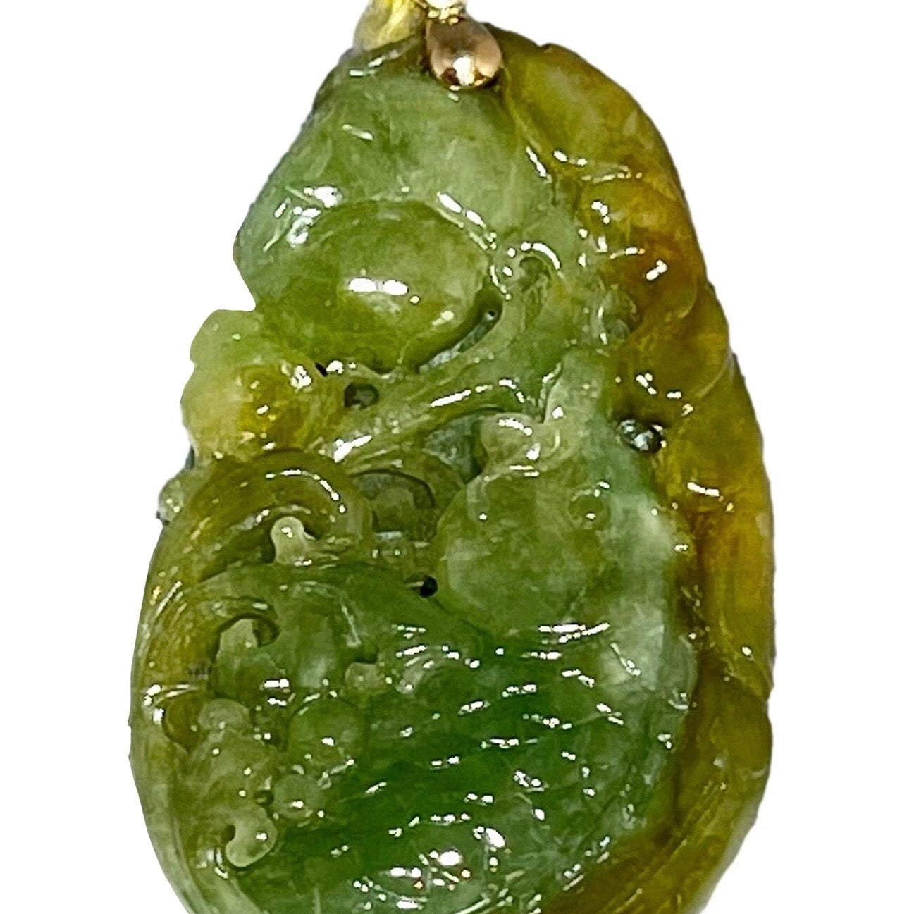 Green Jade Golden Carp Pendant