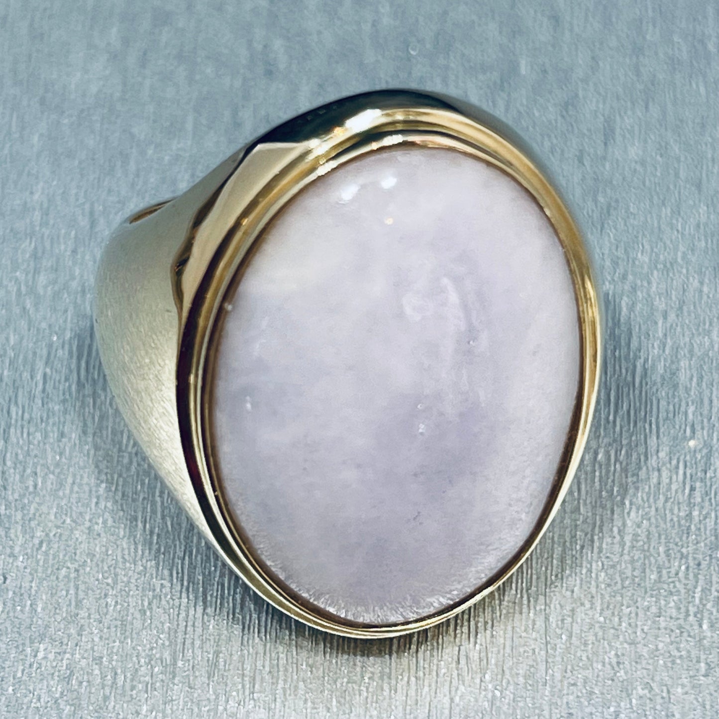 Purple Jade Ring with Yellow Gold