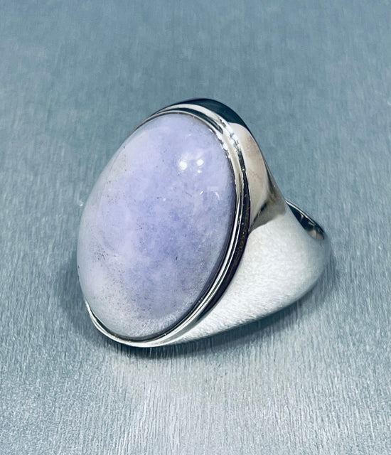 Purple Jade Ring with White Gold