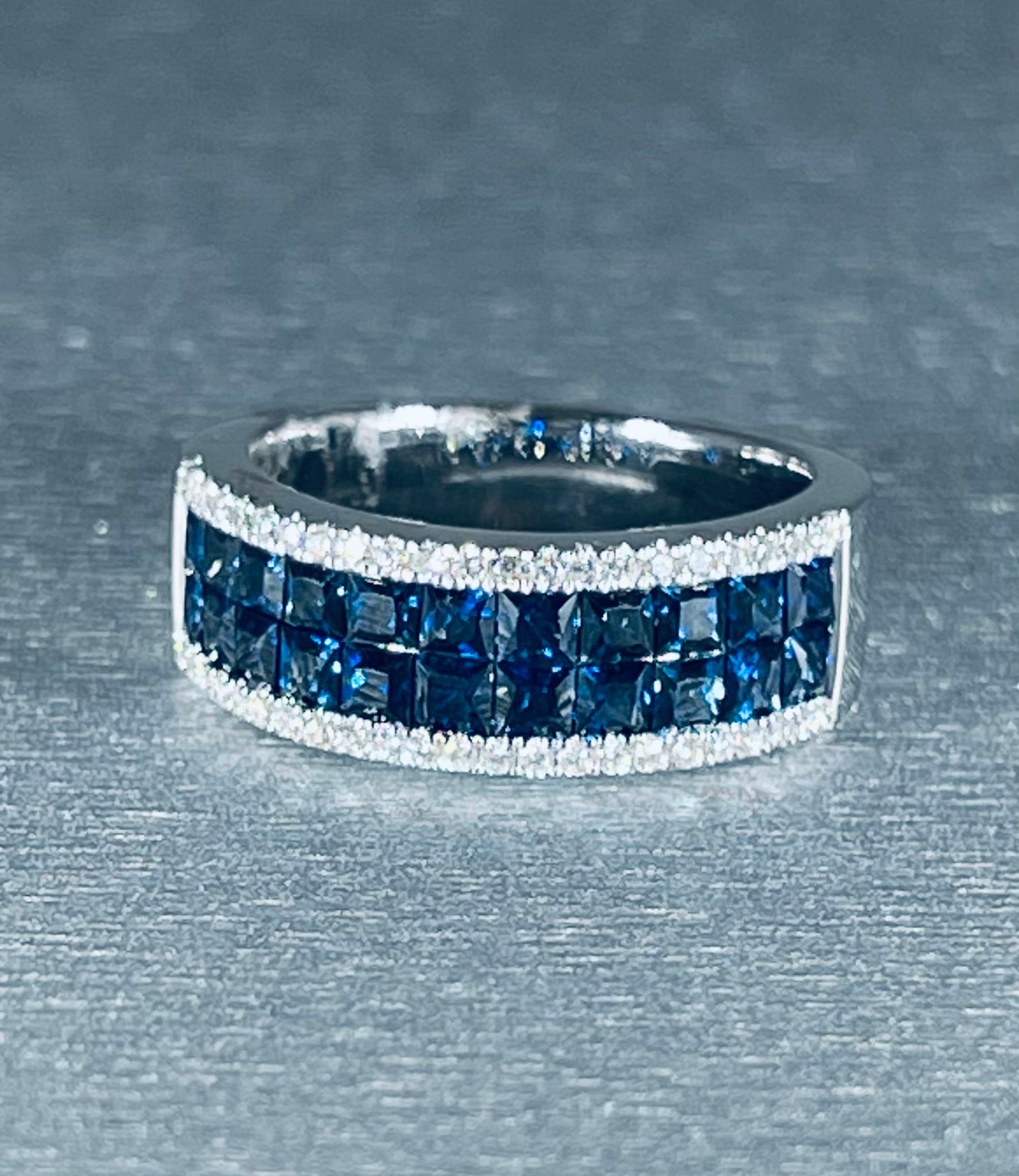 Blue Sapphire and Diamond Ring Band