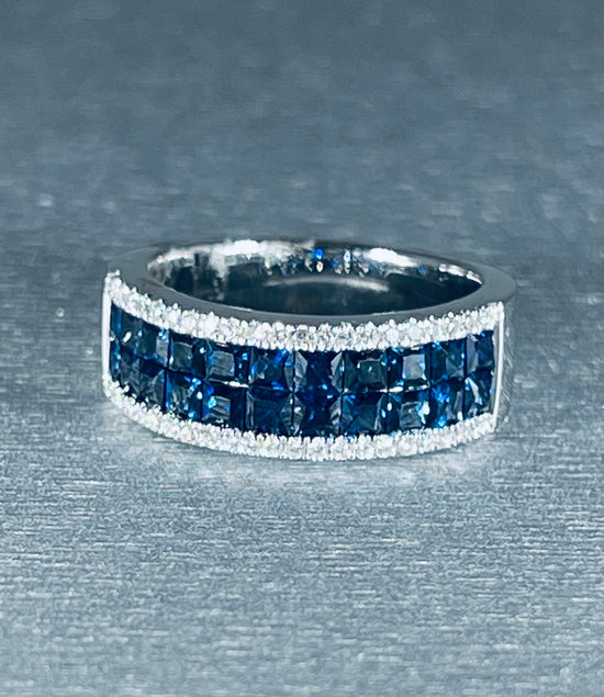 Blue Sapphire and Diamond Ring Band