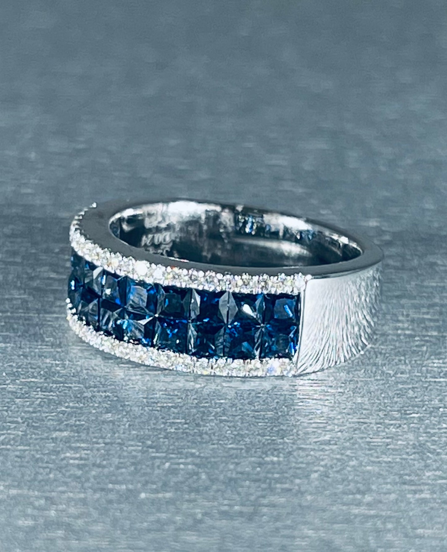 Blue Sapphire and Diamond Ring Band