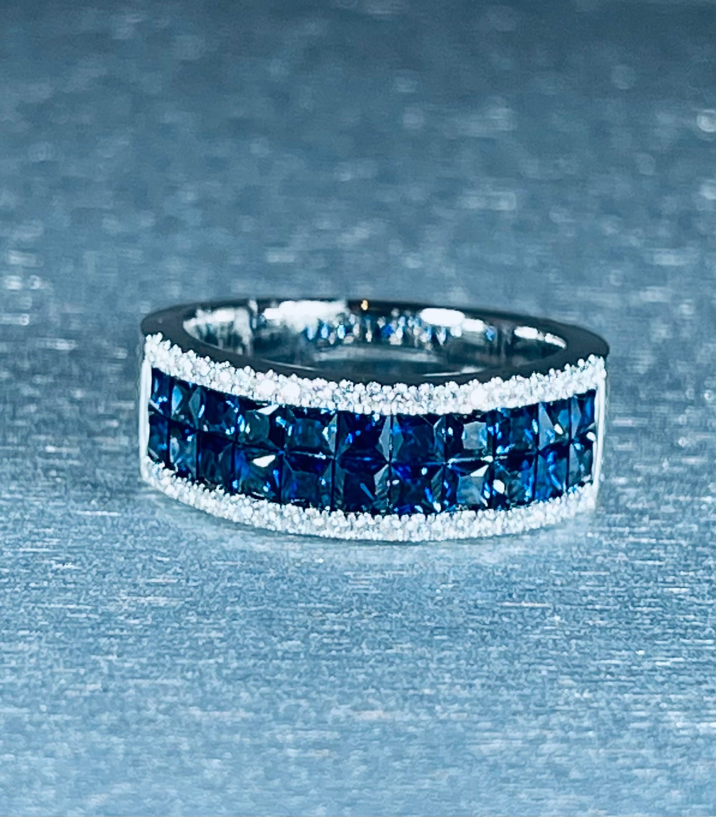 Blue Sapphire and Diamond Ring Band