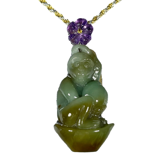 Green Jade Monkey Pendant