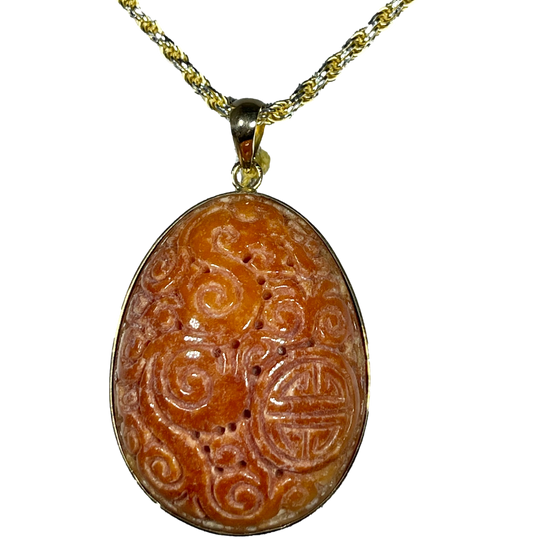 Red Jade Oval shape Pendant