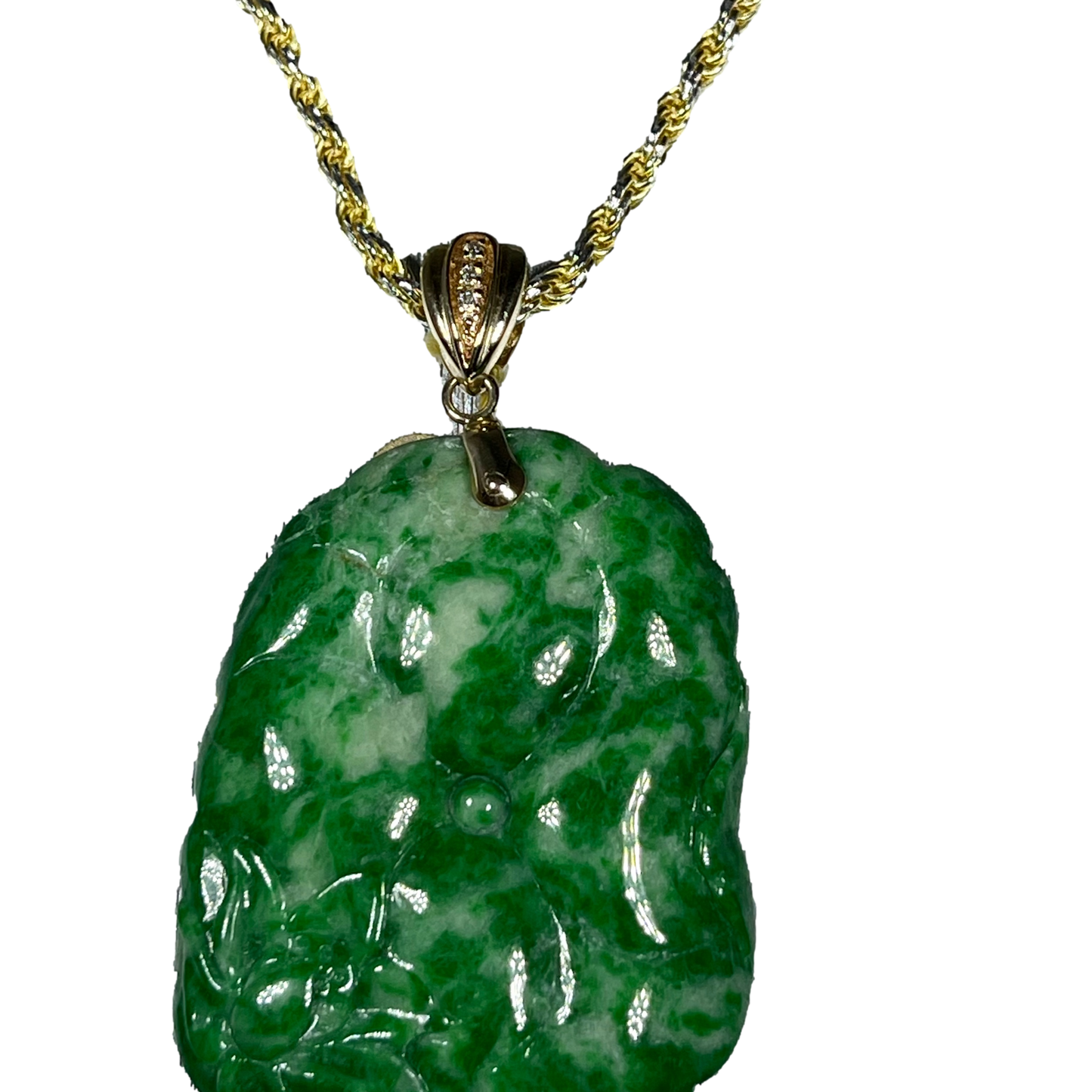 Green Jade Flower Pendant