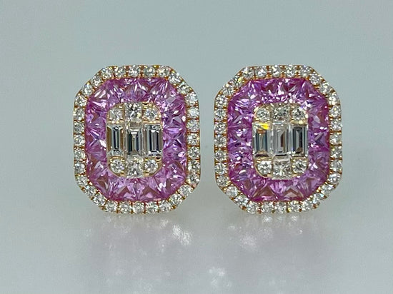 Pink Sapphire and Diamond Earrings