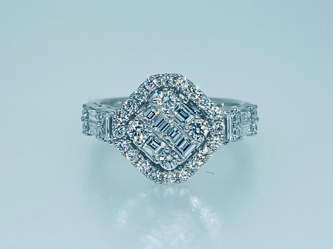 Square Shape Cluster Diamond Ring